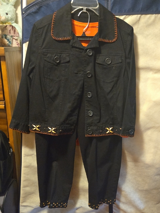 Ruby Rd. Other - Ruby Rd. Black Jacket Pants Set with Orange Details. Includes Orange Chicos Top!